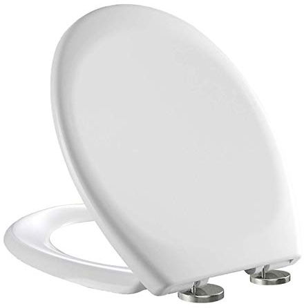 MASS DYNAMIC Oval Toilet Seat White – Soft Close Toilet Seat with Quick Release, Adjustable 360° Top Fix Hinges, Urea Formaldehyde, Non-Slip Buffers – Standard UK Size (450mm x 370mm)