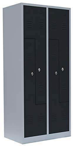 Spind 4er Z-Spind Umkleide Garderobenschrank Anthrazit 1800x800x500mm | Komplett montiert, Stahl, Kleiderschränke, 525118