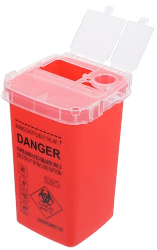 Supvox Kanülenabwurfbehälter, 1 Liter (1000ml) Sicherer Abwurfbehälter für Tattoo und Medical Entsorgungsbox mit Deckel für Nadelentsorgung (Rot)