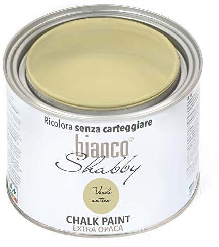 bianco Shabby® Verde Antico (Antikgrün) - (500 ml) Chalk Paint Kreidefarbe auf Wasserbasis für alle Oberflächen – geruchsneutral, einfach zu verarbeiten, extra matt
