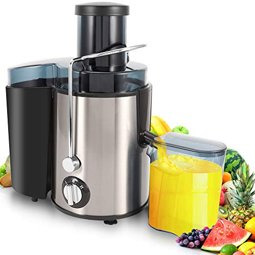 Greensen Licuadora de acero inoxidable, 500 ml, licuadora centrífuga de verduras y frutas, eléctrica, exprimidor de verduras enteras, extractor de zumo centrífugo con recipiente para zumo