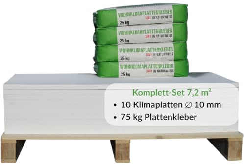 Vorgrundierte Klimaplatte 10mm Calciumsilikat Dämmplatte für innen | gegen Schimmel & Feuchtigkeit | nachhaltige Dämmung & Isolierung für Keller, Feuchtraum, Altbau & Wohnraum | Set für 7,2 m²