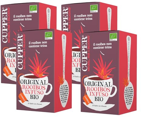 Cupper - Infusiones Ecológicas Original Roiboos - Pack 4 Cajas 20 Bolsitas