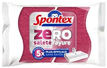 Spontex Zero Bathroom Sponges 5X More Effective No Scratching – Anti-Limescale, Cotton, Pink, 2 Unité (Lot de 1)