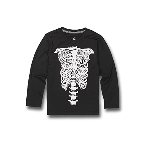 Volcom Jungen Rashguard-Badeshirt, langärmelig, lockere Passform, UV-Schutz 50+ Rash-Guard-Shirt, Schwarz, 7