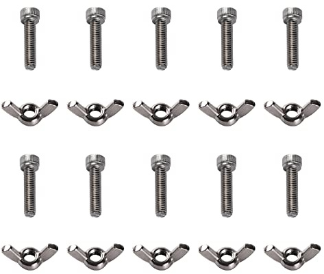GORGECRAFT 1 Box 10 Set 1/4 Bat Pins for Pottery Wheel Bats Replacement Stainless Steel Butterfly Wing Nuts Hand Twist Tighten Wingnuts Kit Screw Fastener Parts Thumb Bolts for Home Office Supplies