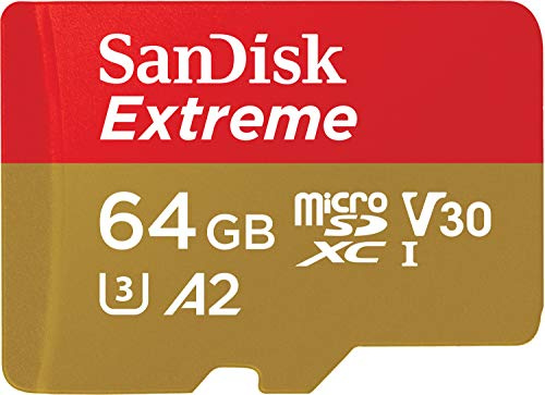 SanDisk Extreme 64GB microSDXC UHS-I, V30, 170MB/s read, 80MB/s write, memory card for 4K video on smartphones, sports cameras and drones