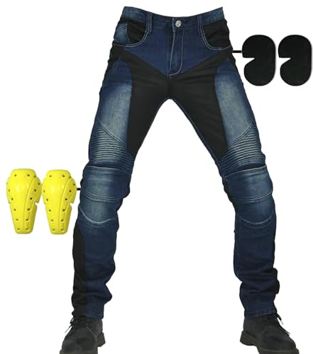 SHUOJIA Pantaloni Da Uomo E Da Donna Per Motociclismo, Moto Biker Jeans Rinforzato Protezione Pantaloni Moto Pantaloni In Denim Pantaloni Da Corsa (A1,S)