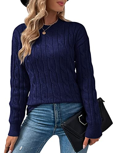 Niwicee Maglione da Donna Girocollo Maniche Lunghe Donna Elegante Casual Maglione Caldo Maglione Lavorato a Maglia Maglione Autunno Inverno Pullover Casual Knitted Bluse