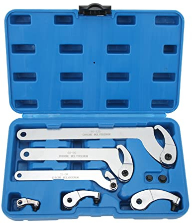C Hook Spanner Wrench Set, 8 Pcs Adjustable Hook Wrench 35‑120mm C Hook Round Head Spanner Set for Motorcycle Dirt Bike Hand Operated Tools