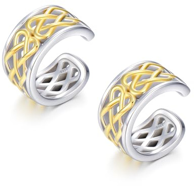 CHIC & ARTSY Polsini per Orecchie in Argento Sterling 925, Orecchini con Nodo Celtico Gotico, Regolabili, Senza Piercing, Polsini per Lobi Larghi, Polsini per Orecchie Vichinghi, per Donne e Uomini