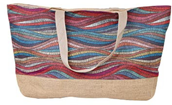 Leo Design Große Strandtasche, Boho-Stil, Schultertasche, Sommer, Strand, Damen, Fitnessstudio, Yoga, Familienreisen, Urlaub, Picknick, Schwimmbad, wiederverwendbar, mehrfarbig, 62 x 38 x 25 cm