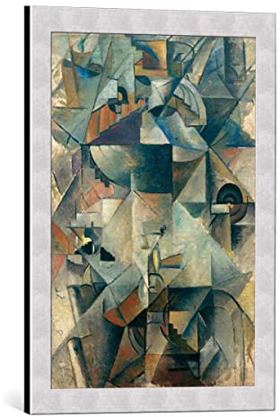 kunst für alle Bild mit Bilder-Rahmen: Kasimir Sewerinowitsch Malewitsch Samowar - dekorativer Kunstdruck, hochwertig gerahmt, 40x55 cm, Silber gebürstet