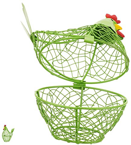 RORPOIR Hen Shaped Iron Wire Egg Basket Kitchen Home Storage Organizer for Eggs Vegetables Fruits Decorative Basket
