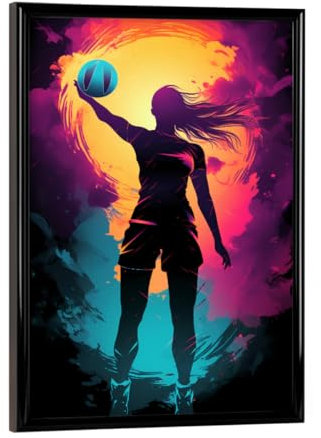 artboxONE Poster mit schwarzem Rahmen 18x13 cm Sport Volleyball Colorful 3 (matart) - Bild Volleyball Spieler Sport