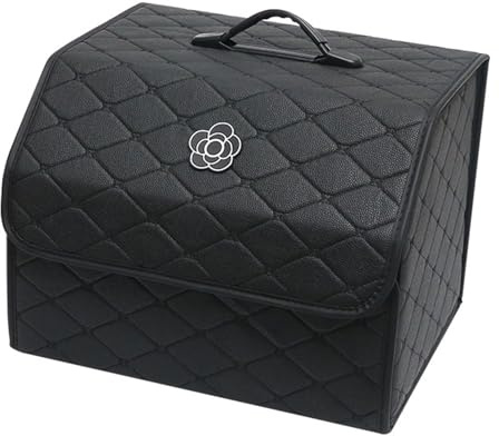 Kofferraum-SUV-Organizer, Hochleistungs-PU-Leder-Kofferraum-Aufbewahrungsbox mit Deckel, Griff, Staubdichter Tragbarer Auto-Aufbewahrungsbehälter für SUV, Van,