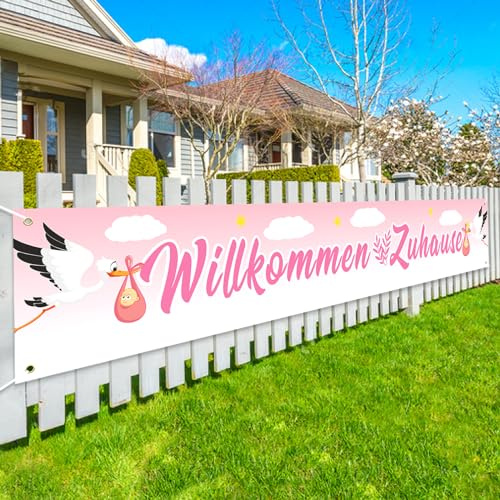 LOHAME Willkommen Zuhause Banner 300 x 50cm Größe Banner zur Geburt