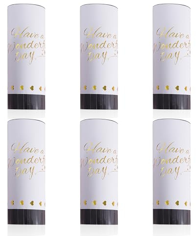 6 cannoni per coriandoli, coni per matrimonio, saluto bianco, coriandoli, cannoni per coriandoli biodegradabili, matrimoni, lauree, coriandoli di Capodanno (bianco)