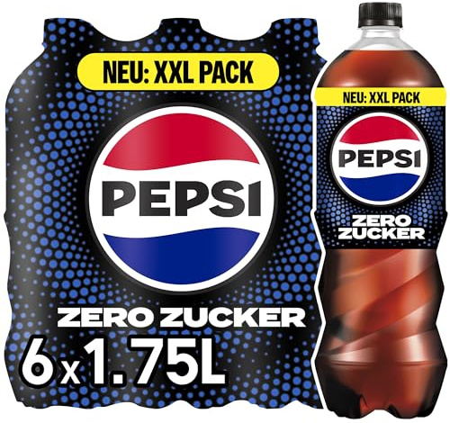 Pepsi Zero Zucker, 6x1,75l – koffeinhaltige Cola in Flaschen, Einweg