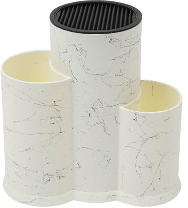 Bloc à couteaux sans couteaux, 23 x 12,5 x 22,5 cm, bloc à couteaux non équipés, porte-couteaux multifonctionnel, pour 4 à 5 couteaux, cuillères et spatules Blanc Robuste et durable