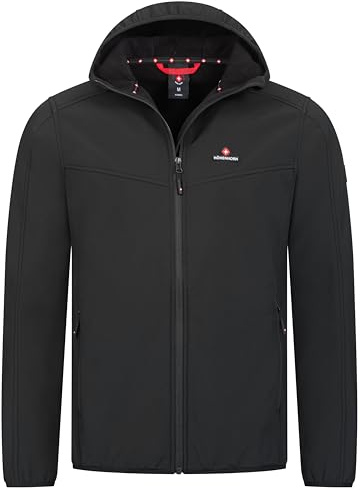 Höhenhorn Alpberg - Giacca softshell leggera da uomo, per attività all'aperto, tempo libero, mezza stagione, Nero , L