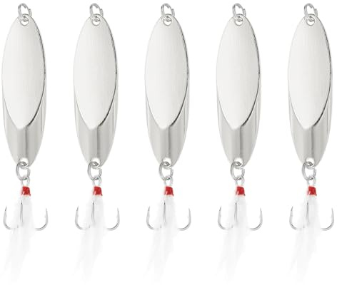 PATIKIL Cucharas de pesca, señuelos de pesca, cuchara de fundición, anzuelos triples, anzuelos giratorios de metal duro para agua dulce y salada