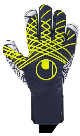uhlsport Fußball Torwarthandschuhe Prediction Ultragrip - ultimativer Grip - für Kinder und Erwachsene, 11, Marine/weiß/Fluo gelb