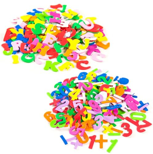 LQIOACU 260 Stück Buchstaben Aufkleber, Klebebuchstaben, Buchstaben zum Aufkleben, Wiederverwendbare Sticker, Sticker Buchstaben, Moosgummi Selbstklebend, Ziffern + Buchstaben