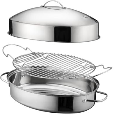 FytStycale Stainless Steel Fish Roaster 16in Multipurpose Cooking Pan with Secure Handle, A