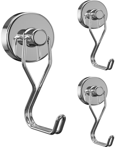 Tohoer Magnetic Hooks, 100LBS Neodymium Magnets Hook Heavy Duty with Rust Proof for Fridge, Refrigerator, Oven, Grill, BBQ, Key, Tools Holder, Kitchen, Outdoor, Hanging Wreaths, Utensil Hangers