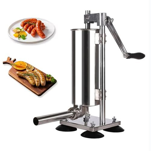 LHQYA 2L/4L Vertical Manual Meat Stuffing Filler, Commercial Sausage Stuffer Meat Filler Machine with 8* Stuffing Tubes, Effortless Operation/Easy To Clean, for Restaurants