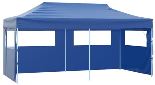 Furniture Select - Tenda pieghevole professionale per feste, con 4 pareti laterali, 3 x 6 m, colore: Blu acciaio