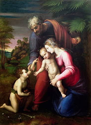 ZHAOSHAN klassischer Wanddekorationen Gemalde Wand-Kunst Bild Heilige Familie mit johannes dem täufer von raffaello sanzio raphael Wandbilder Drucke Poster für Wanddekoration 60x90cm