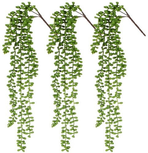 RAINFLOW Fake Hanging Plants Artificial Decor - 3PCS String of Pearls Plant Artificial Hanging Plants Fake Succulents Vines for Bedroom Greenery Backdrop Outdoor Wall Decor Balcony Porch Home Decor28