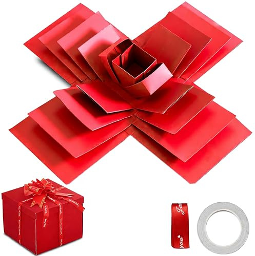 Überraschung Box,Uberraschungsbox,5-lagige Kreative Geschenkbox Explosionsbox,Geschenkbox Aufklappbar,Exploexplodierende Box Uberraschung für Valentinstagsgeschenke, Geburtstag, Hochzeitstag