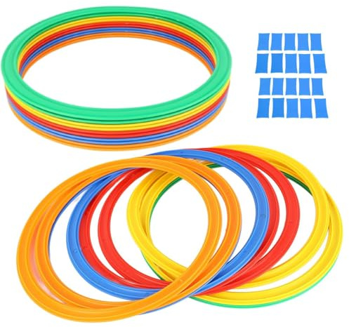 Kukyller Anelli di agilità per Allenamento, 28 cm 11 Pollici 20 Anelli di velocità Sportivi 20 Fibbie Set Multicolore Taglia Unica per Gioco della Campana all'aperto agilità Aumentata
