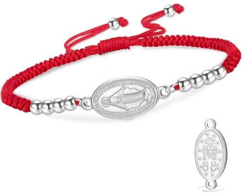 VASSAGO Jungfrau Maria Armband für Damen und Herren, doppelseitig Rosenkranz Armbandx wundertätige Medaille handgefertigt geflochtenes Seil katholisch christlich religiöser Schmuck Geschenk