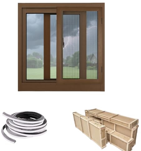 Ventana De Ventilación, Ventana Corrediza Aluminio, 50 60 70 80 90 100cm Ventana Corrediza Vidrio Templado Para Cocina, Mosquitera Para Ventana(Marrón,50x20cm)