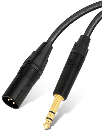 Superbat Klinke 6,35 mm auf XLR Stecker 3 poliges Audio kabel 1M, Belden 1813A Klinke Stereo Mikrofonkabel- Kupferleiter 99% Signalintegrität für E-Gitarre/Keyboard/HiFi/Studio-Aufnahmen,Rauschfrei