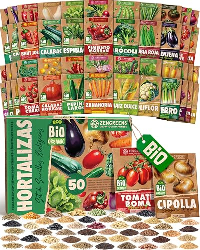 ZenGreens® - Set de semillas de hortalizas eco - 50 variedades para cultivar fácilmente en el jardín, balcón o parterre elevado - Sementes verduras