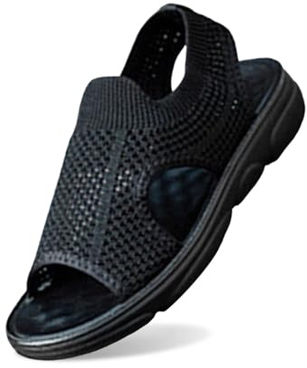 Generisch Sandals Women's Summer Flat Slide Sandals Oorthopaedic Sandals Lightweight Walking Sandals Outdoor Sports Sandals Beach Sandals, black, 7 UK