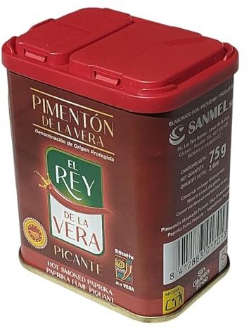 Pimentón de la Vera Picante El Rey D.O.P. – Sabor Intenso y Aroma Único | Secado Tradicional con Leña de Encina y Roble | Ideal para Guisos, Salsas, Adobos, Carnes, Arroces y Pescados 75g