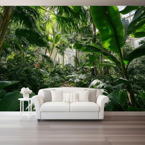 Tropical 3D Photo Murals Green Palm Trees Path 250 X 175 Cm Non-Woven Wallpaper Wall Art Photo Wallpaper Wall Mural Home Bedroom Living Room Poster Decoration