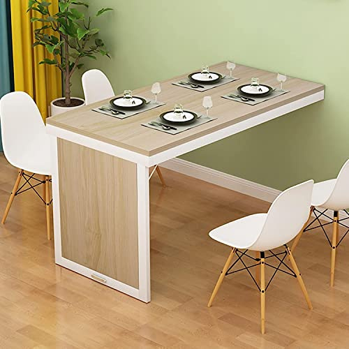 Mesa de comedor plegable montada en la pared que ahorra espacio, escritorio convertible para espacios pequeños, tablero DM blanco, ideal para oficina, dormitorio, cocina, escritorio plegable compacto