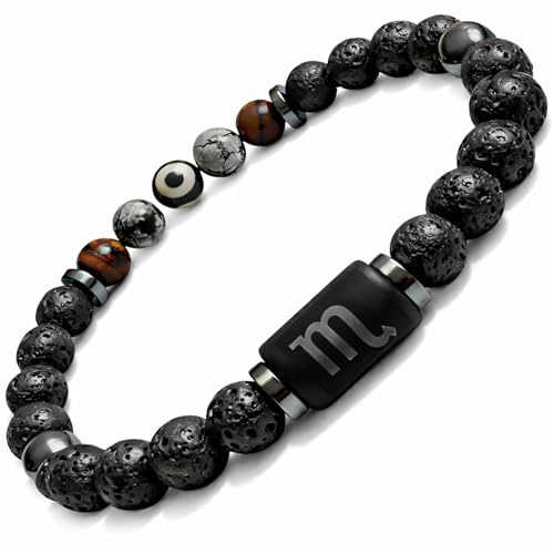 TEJO Pulsera Escorpio Hombre – Signo Zodiacal – Piedra Natural – Regalo Astrológico (Escorpio, M)