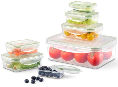 VINATO Set di 7 Contenitori per Alimenti con Coperchi, Contenitori Ermetici in Plastica, Scatole Rettangolari per Preparazione dei Pasti, Senza BPA, 0,12-2,5L, per Microonde Lavastoviglie Frigorifero