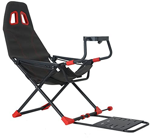 Cabina simuladora de volante de carreras con soporte ajustable para volante y asiento ergonómico para juegos, diseño plegable para Xbox, PS4 y PC