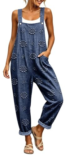 Salopette Donna Estiva Lunga Elegante Tuta Jumpsuit Intera Curvy Casual Moda Stampa Jumpsuits Comoda Larga Pantaloni Da Lavoro Con Tasca Leggera Baggy Salopettes da Casa Playsuit Mare B5i22