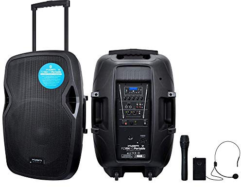 KAM RZ15A 15 Portable Active Speaker with Bluetooth® ~ 1200W, USB/SD Inputs, and Wireless Mic System