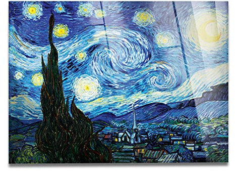 Giallobus - Quadro - Vincent Van Gogh - Notte stellata - Vetro acrilico - 100x70 - Pronto da appendere - Quadri moderni per la casa